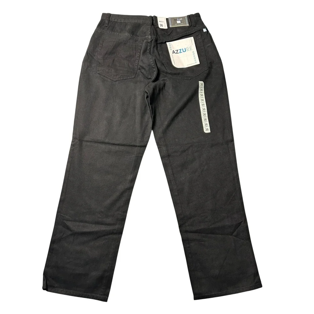 Vintage Y2K AZZURE Mens Jeans‎ 36x34 Black Straight Leg Baggy NEW NWOT